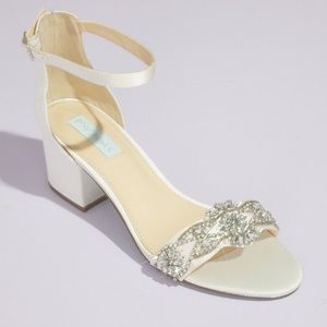 Betsey Johnson | Crystal Satin Block Heel Sandals